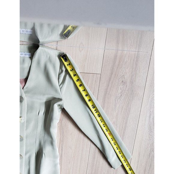 VTG Ildi Marshall Dress Womens 2 Green Button Front Long Sleeve Modest Midi - Picture 7 of 7